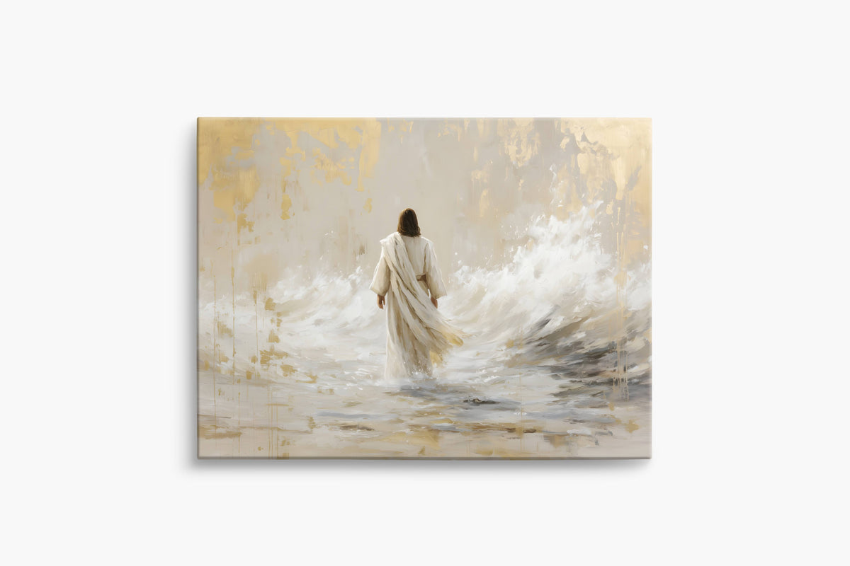 He Walked Upon the Storm | Jesus Walks On Water Canvas, Christian ...